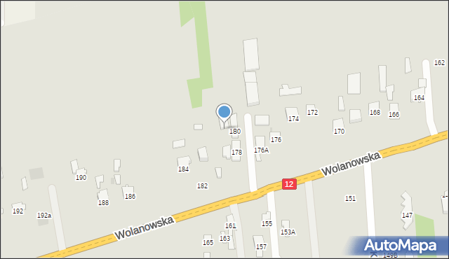 Radom, Wolanowska, 180a, mapa Radomia