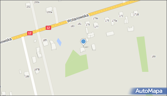 Radom, Wolanowska, 181, mapa Radomia