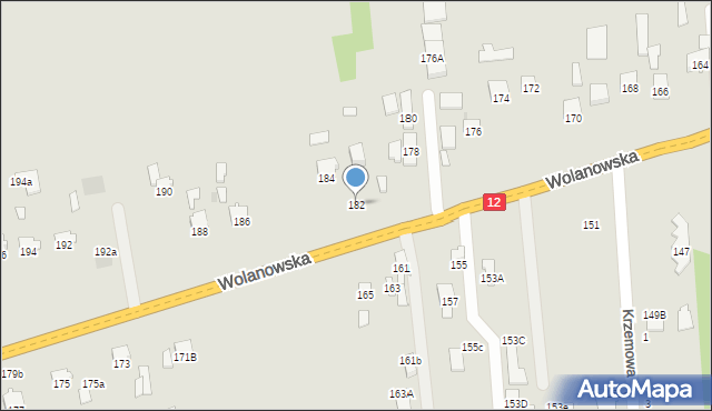 Radom, Wolanowska, 182, mapa Radomia