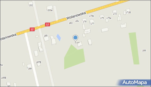 Radom, Wolanowska, 183, mapa Radomia