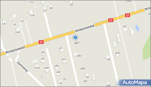 Radom, Wolanowska, 195, mapa Radomia