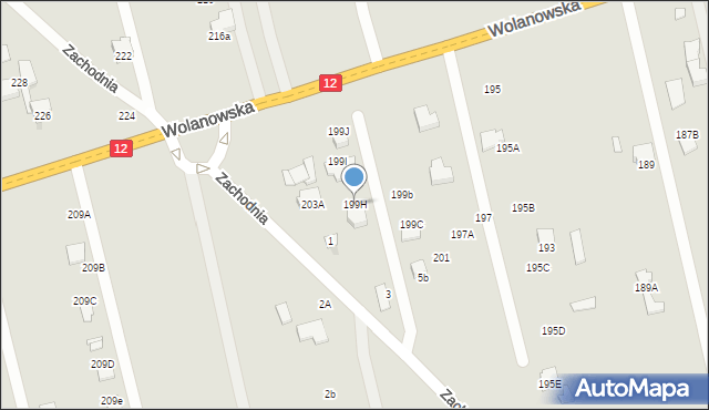 Radom, Wolanowska, 199H, mapa Radomia