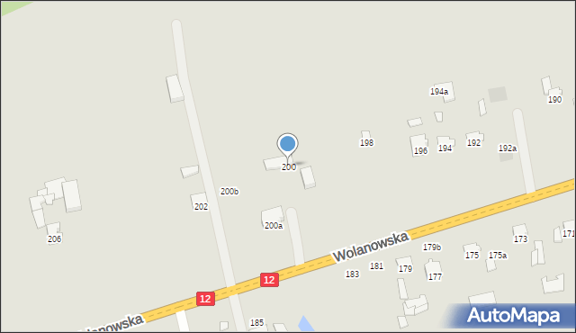 Radom, Wolanowska, 200, mapa Radomia