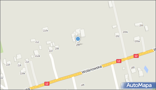 Radom, Wolanowska, 206, mapa Radomia