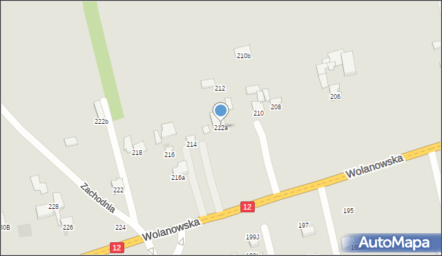 Radom, Wolanowska, 212a, mapa Radomia