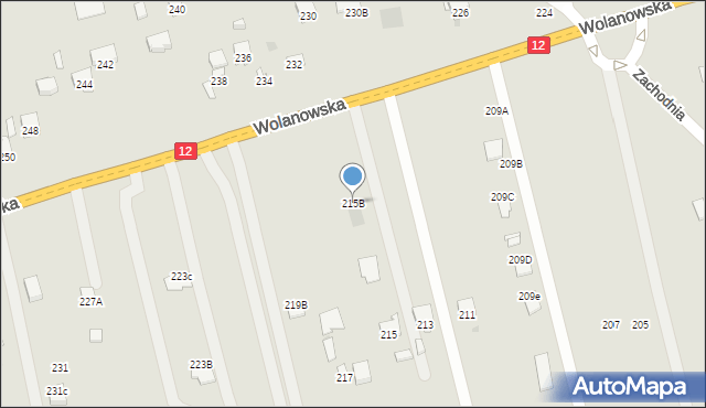 Radom, Wolanowska, 215B, mapa Radomia