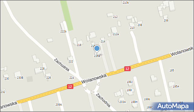 Radom, Wolanowska, 216a, mapa Radomia