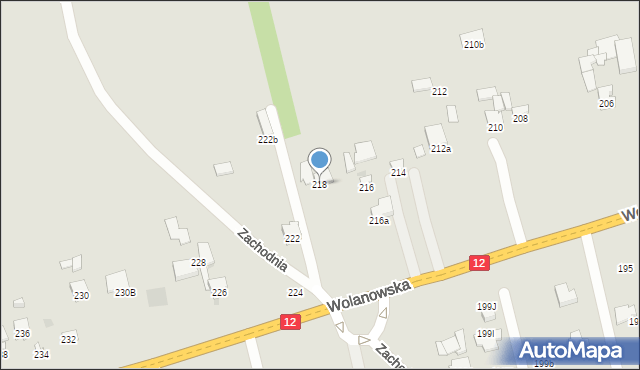 Radom, Wolanowska, 218, mapa Radomia