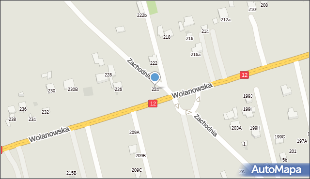 Radom, Wolanowska, 224, mapa Radomia