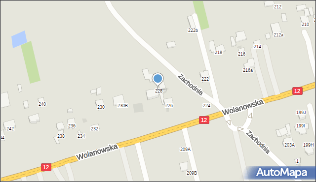 Radom, Wolanowska, 228, mapa Radomia