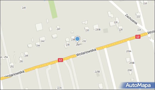 Radom, Wolanowska, 234, mapa Radomia