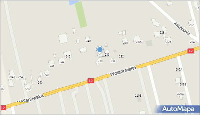 Radom, Wolanowska, 238A, mapa Radomia