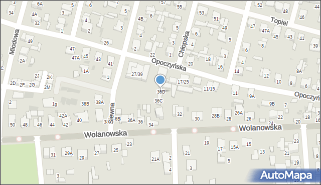 Radom, Wolanowska, 36D, mapa Radomia