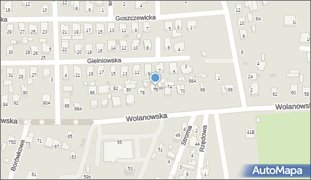 Radom, Wolanowska, 76, mapa Radomia