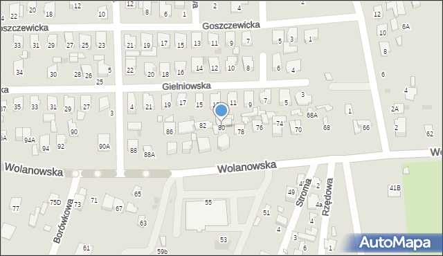 Radom, Wolanowska, 80, mapa Radomia