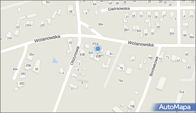Radom, Wolanowska, 81B, mapa Radomia