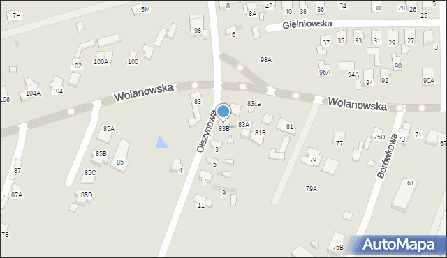 Radom, Wolanowska, 83B, mapa Radomia