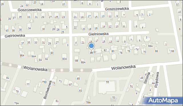 Radom, Wolanowska, 86, mapa Radomia