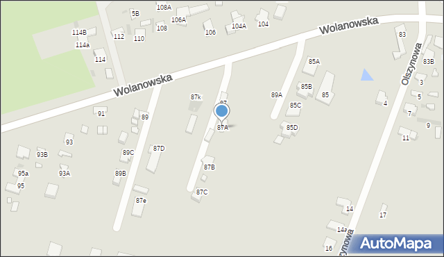 Radom, Wolanowska, 87A, mapa Radomia
