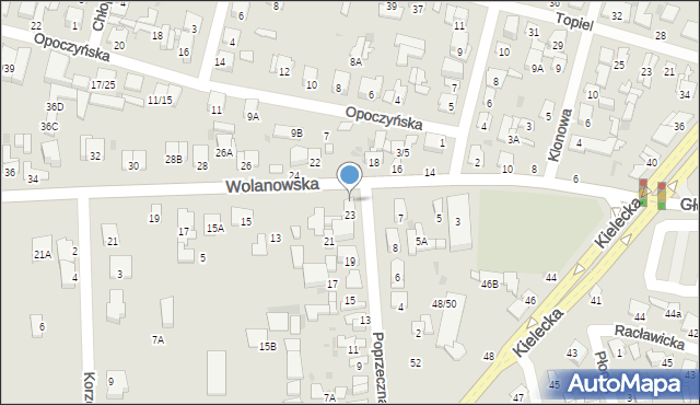 Radom, Wolanowska, 9, mapa Radomia