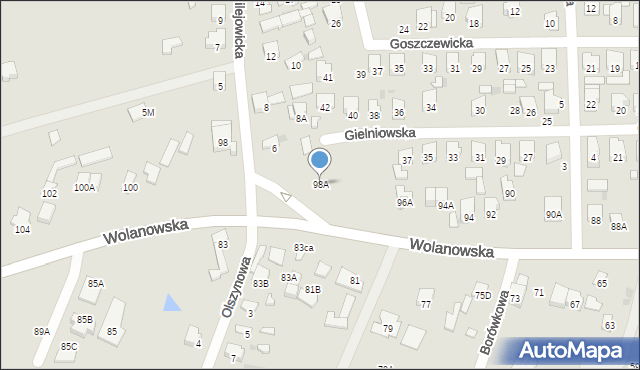 Radom, Wolanowska, 98A, mapa Radomia