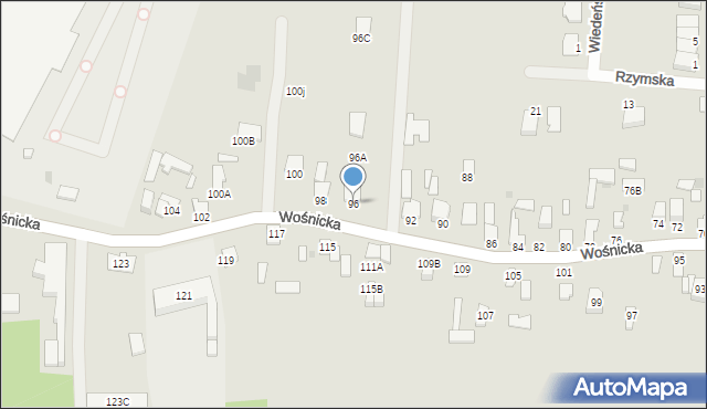 Radom, Wośnicka, 96, mapa Radomia