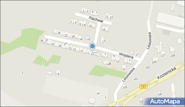 Radom, Wojdana Zygmunta, 11, mapa Radomia