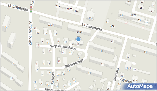 Radom, Wojciechowskiego Stanisława, 17, mapa Radomia