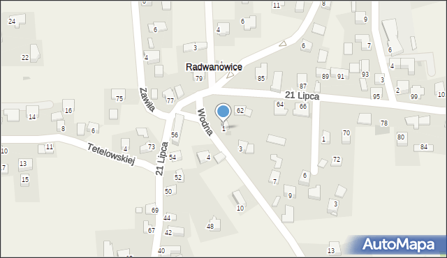 Radwanowice, Wodna, 1, mapa Radwanowice