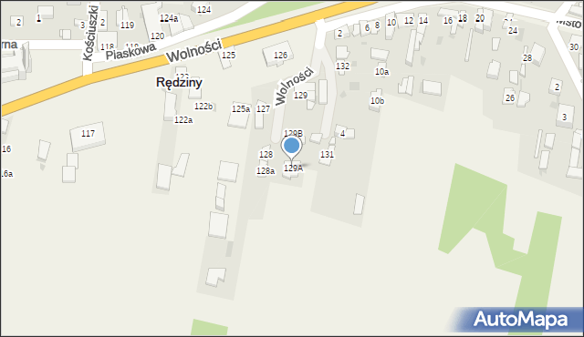 Rędziny, Wolności, 129A, mapa Rędziny