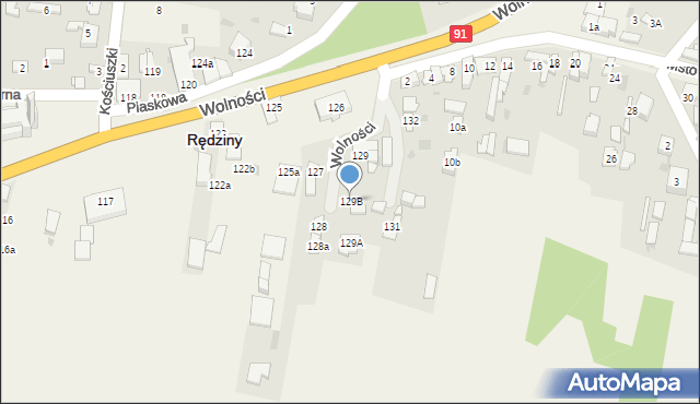 Rędziny, Wolności, 129B, mapa Rędziny