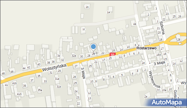 Rostarzewo, Wolsztyńska, 26, mapa Rostarzewo