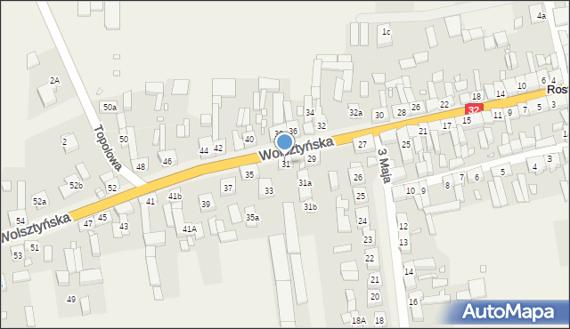 Rostarzewo, Wolsztyńska, 31, mapa Rostarzewo