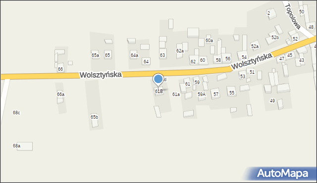 Rostarzewo, Wolsztyńska, 61B, mapa Rostarzewo