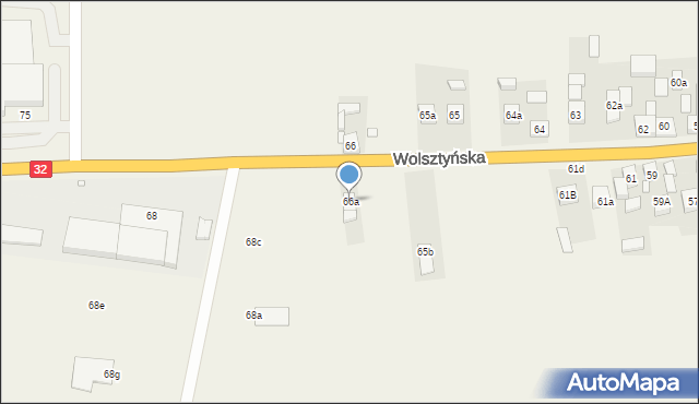 Rostarzewo, Wolsztyńska, 66a, mapa Rostarzewo