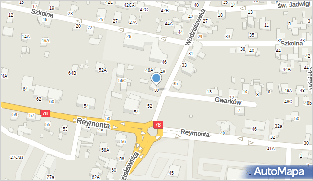 Rybnik, Wodzisławska, 50, mapa Rybnika