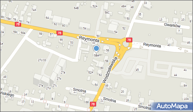 Rybnik, Wodzisławska, 58A, mapa Rybnika