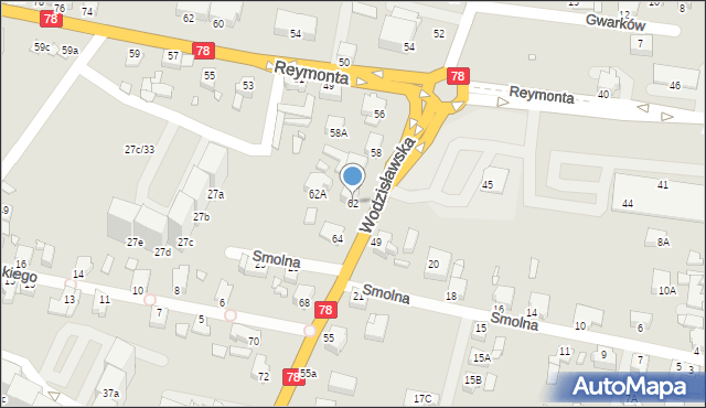 Rybnik, Wodzisławska, 62, mapa Rybnika