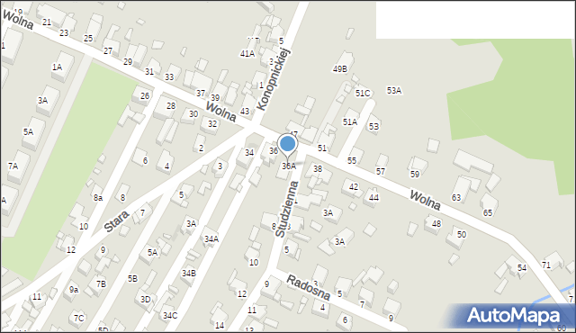 Rybnik, Wolna, 36A, mapa Rybnika