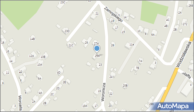 Rybnik, Woronicza Jana, 25A, mapa Rybnika