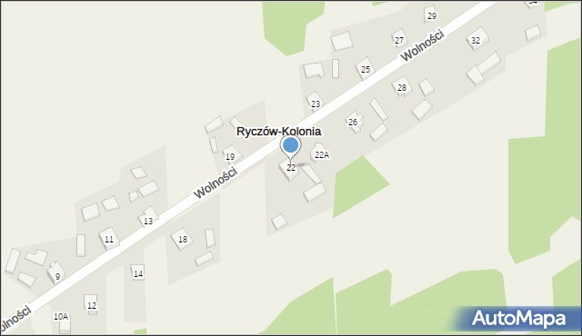 Ryczów-Kolonia, Wolności, 22, mapa Ryczów-Kolonia