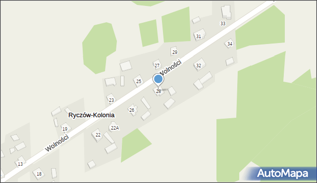 Ryczów-Kolonia, Wolności, 28, mapa Ryczów-Kolonia