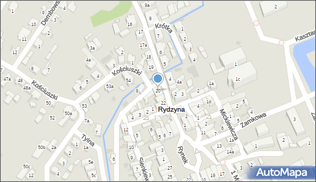 Rydzyna, Wolności, 20, mapa Rydzyna