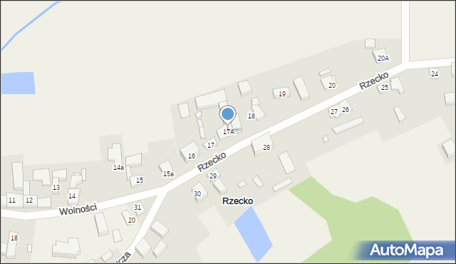 Rzecko, Wolności, 17A, mapa Rzecko