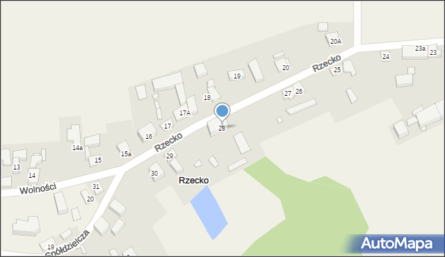 Rzecko, Wolności, 28, mapa Rzecko