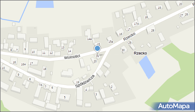 Rzecko, Wolności, 31, mapa Rzecko