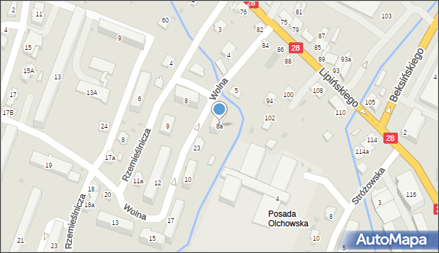 Sanok, Wolna, 8a, mapa Sanok