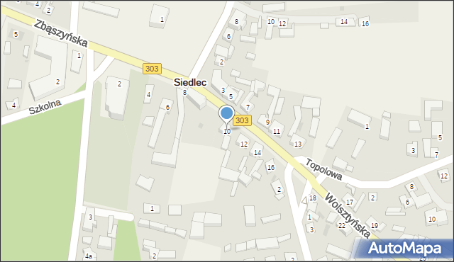 Siedlec, Wolsztyńska, 10, mapa Siedlec