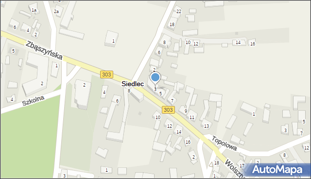 Siedlec, Wolsztyńska, 3, mapa Siedlec