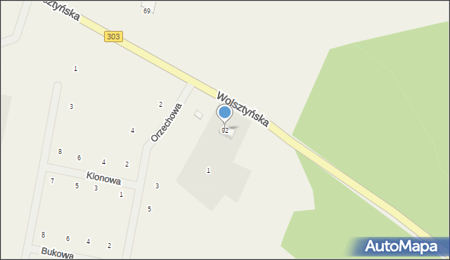 Siedlec, Wolsztyńska, 92, mapa Siedlec